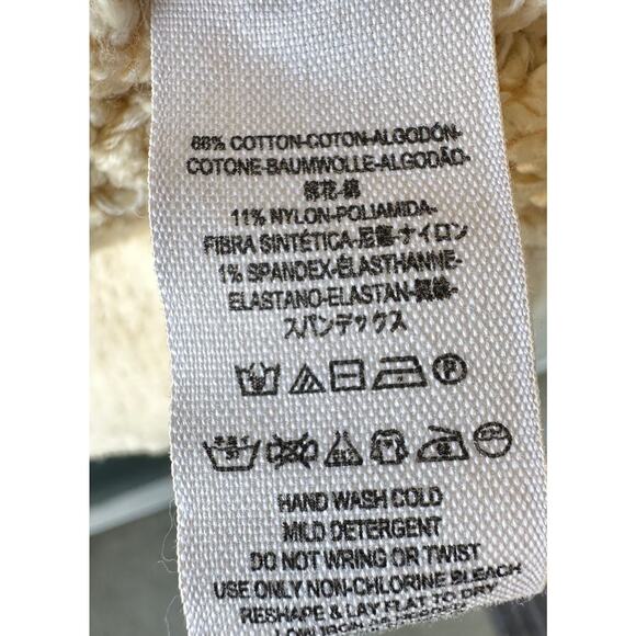 Free People Textured Bouclé Knit Cardigan M Open Front Oversized Cream Chunky - Picture 6 of 8